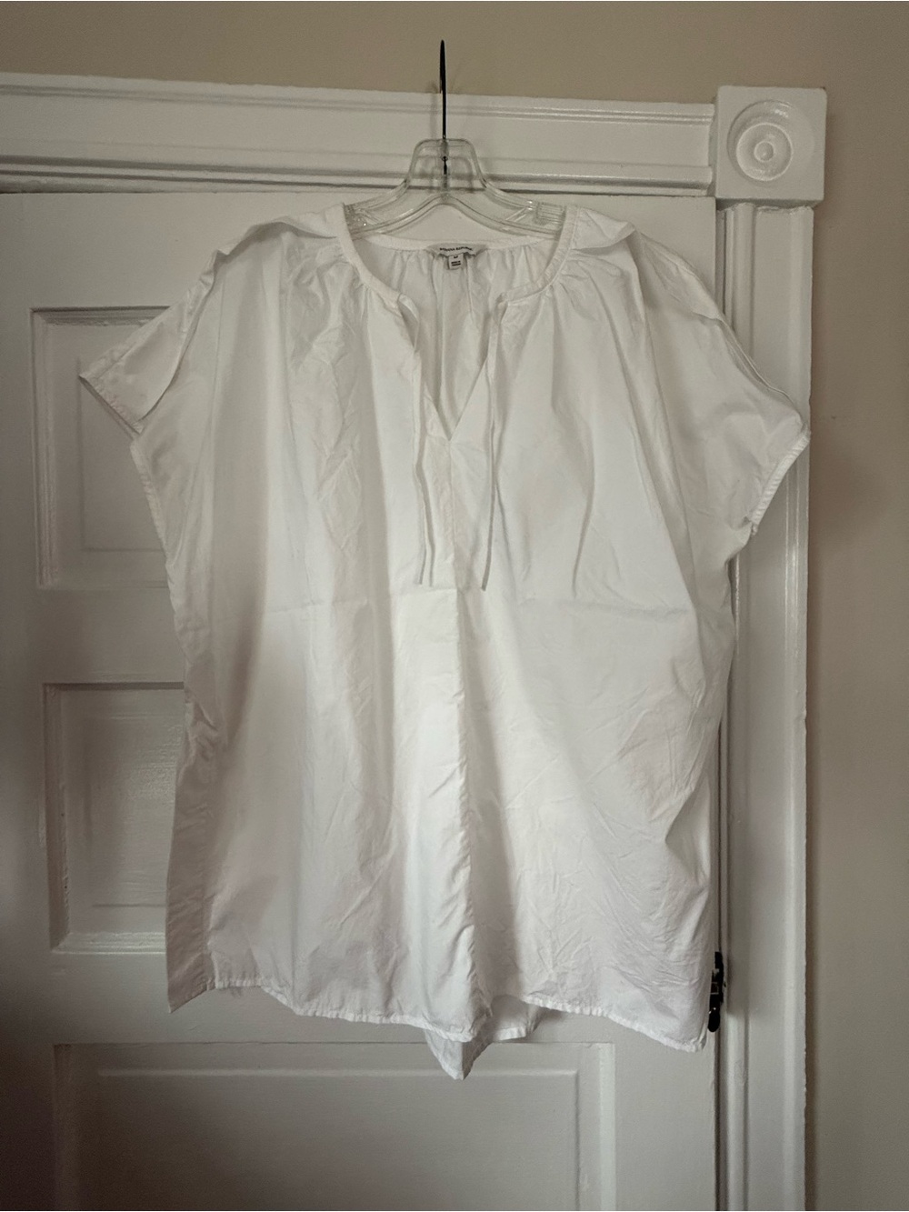 Banana Republic White Tie-Neck Peasant Blouse